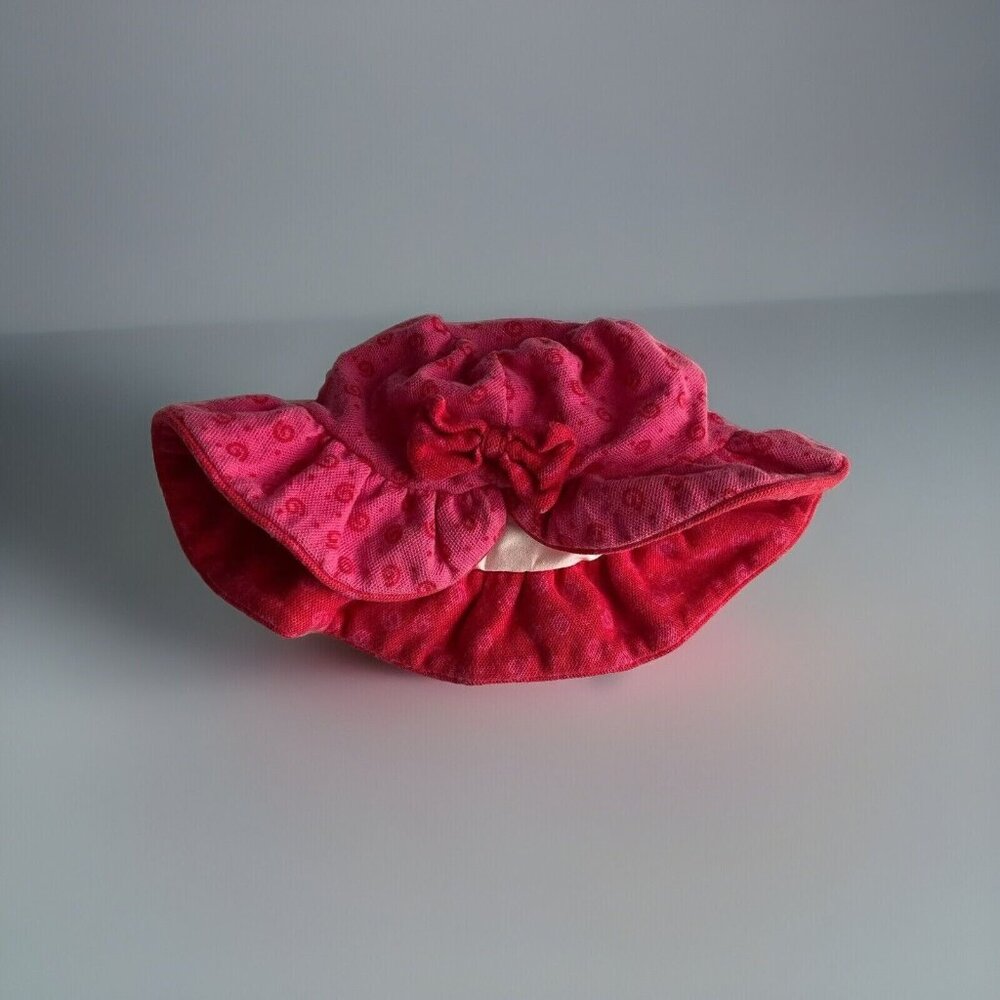 Baby Girl Vintage Gymboree Rainbow Tag Infant Pink Hat Bow Swirl 90's